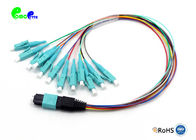MPO Trunk Cable OM3 12F Fanout 0.9mm MPO Male to LC UPC With Auqe LSZH Fiber Patch Cable Jumper