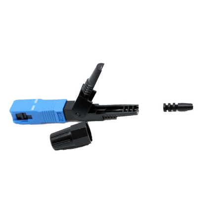 Field Install SC UPC Fiber Optic Quick Connector Single Mode 60mm Blue For FTTH Drop Cabl