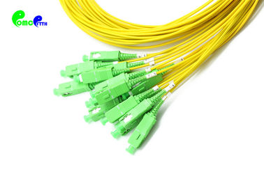 16 Cores Fiber Optic Patch Cord SC APC to SC APC SM Breakout 2.0mm LSZH Yellow Jacket